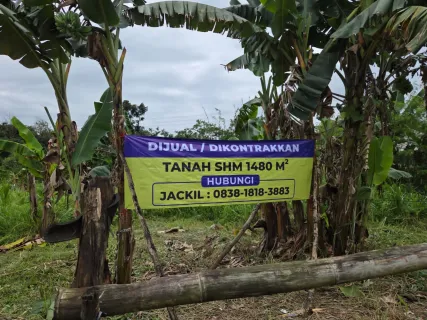 Dijual Cepat Tanah 1480 Mtr di pinggir jalan Raya Puspitek